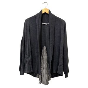 Soft Surroundings Dark Gray Mixed Media Open Front Seater Cardigan Size MP